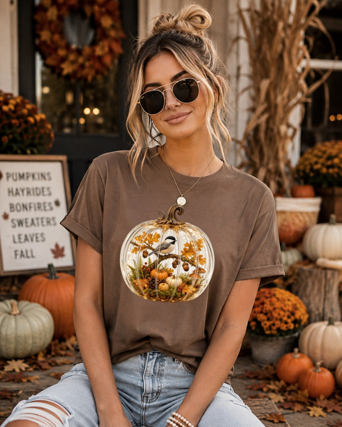 Cozy Pumpkin Bird Tshirt