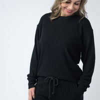 IN STOCK Corrine Ribbed Pullover Top - Black