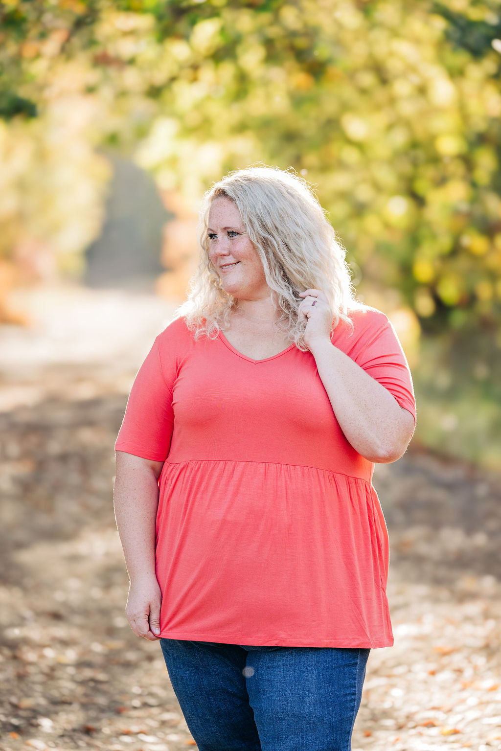 IN STOCK Sarah Ruffle Short Sleeve - Deep Coral | Women&