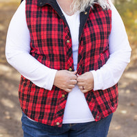 IN STOCK Reversible Vest - Corded Black and Plaid