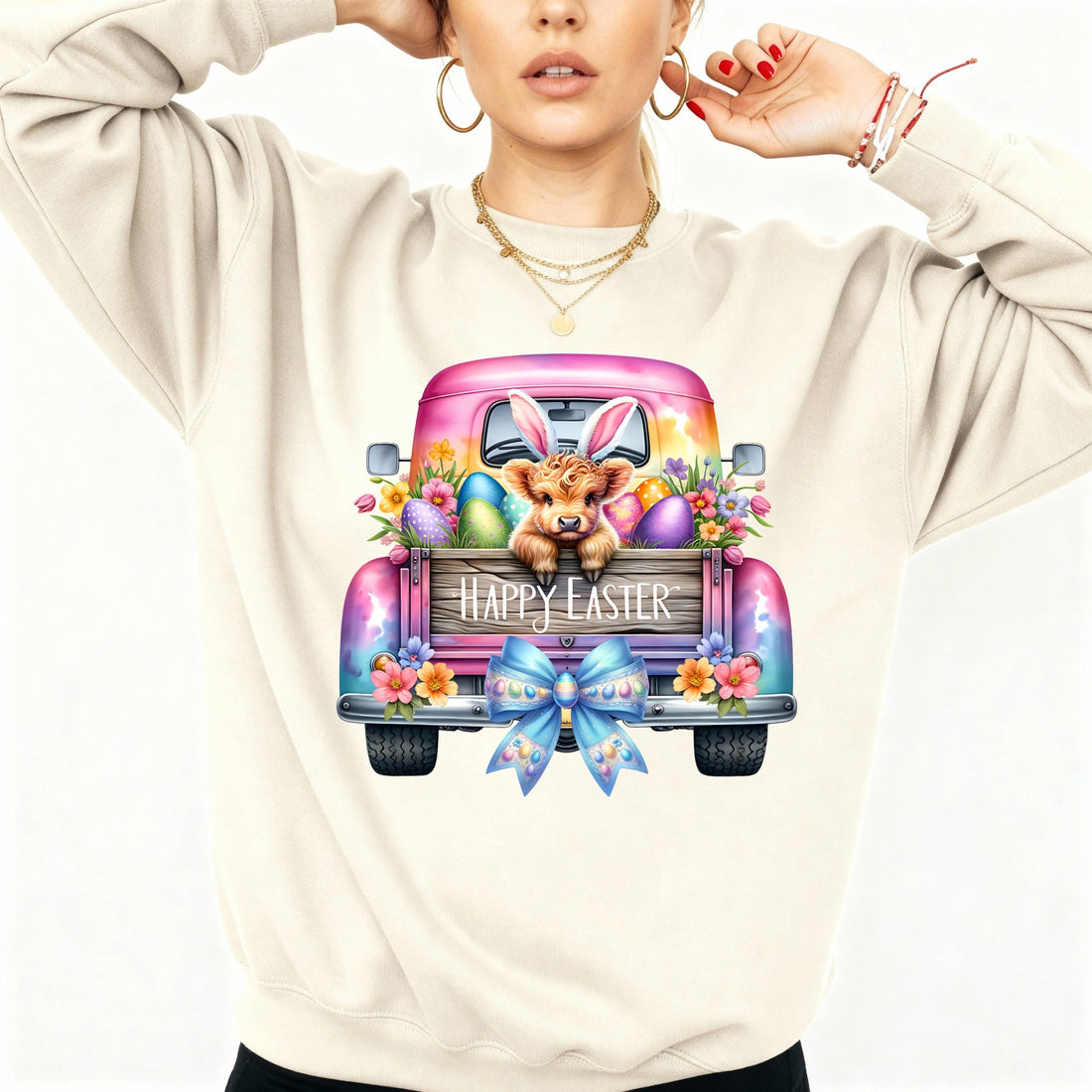 Easter Cow Truck Sweatshirt