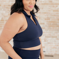 Backcourt Collared V-Neck Tank in Navy