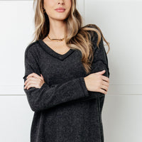 Basically Freezing Brushed Hacci Top in Black