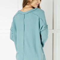 Basically Freezing Brushed Hacci Top in Dusty Teal