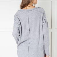 Basically Freezing Brushed Hacci Top in Heather Grey