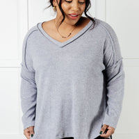 Basically Freezing Brushed Hacci Top in Heather Grey