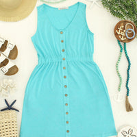 IN STOCK Beverly Button Dress - Aqua