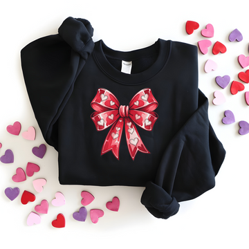 Valentine Red Heart Bow Crew