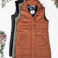 IN STOCK Harlow Long Vest - Cinnamon