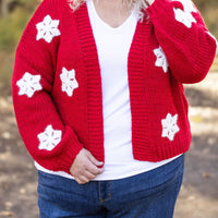 IN STOCK Snowflake Cardigan - Red