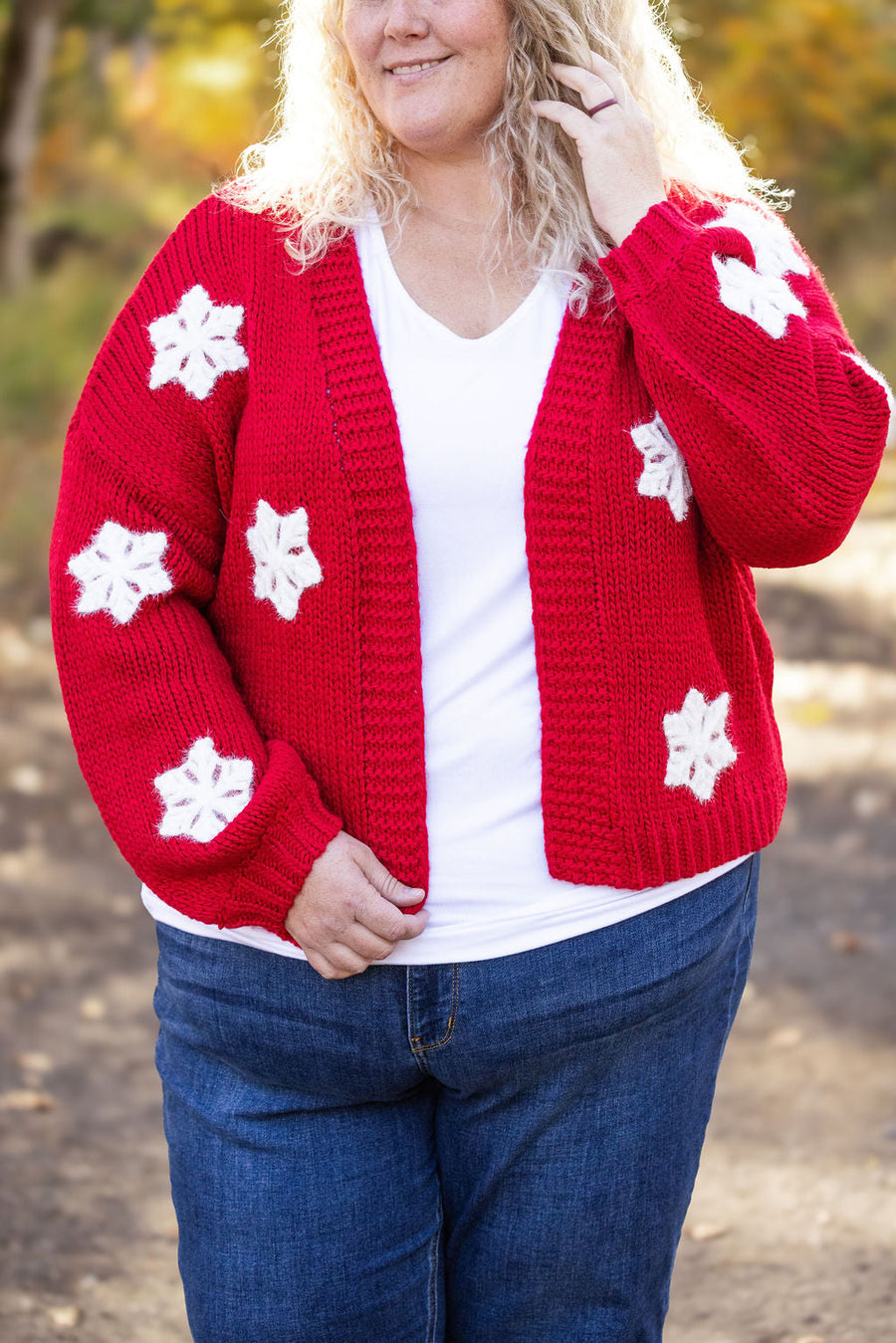 IN STOCK Snowflake Cardigan - Red