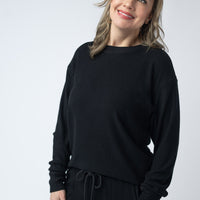 IN STOCK Corrine Ribbed Pullover Top - Black