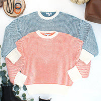 IN STOCK Charlotte Sweater - Orange and Ivory