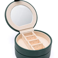 Circular Travel Jewelry Case in Green