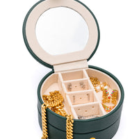 Circular Travel Jewelry Case in Green