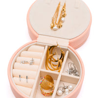 Circular Travel Jewelry Case in Pink