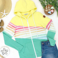 IN STOCK Colorblock Fullzip - Yellow, Rainbow Stripes, and Lime