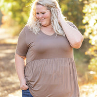 IN STOCK Sarah Ruffle Short Sleeve - Mocha | Women's Top FINAL SALE