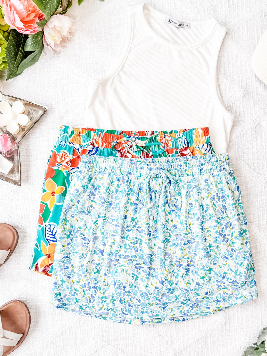 IN STOCK Sienna Skort - Aqua Micro Floral FINAL SALE