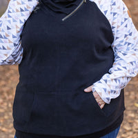 IN STOCK Zoey ZipCowl - Black and Geometric