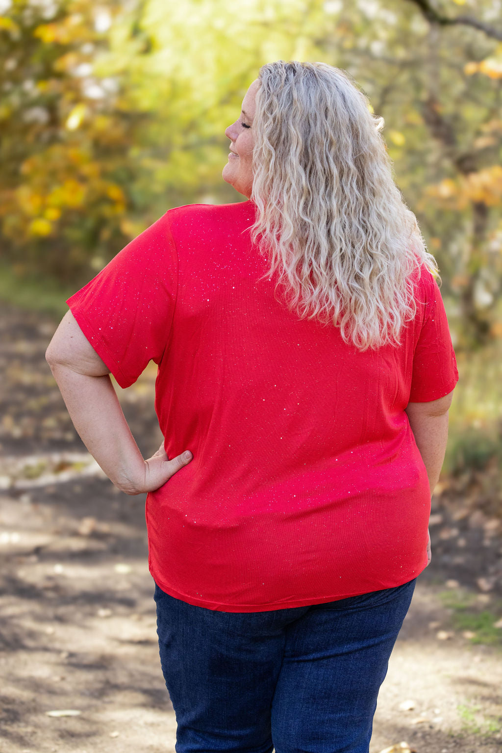 IN STOCK Olivia Tee - Red Sparkle