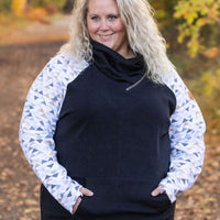 IN STOCK Zoey ZipCowl - Black and Geometric