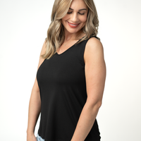 IN STOCK Vera V Neck Tank - Black