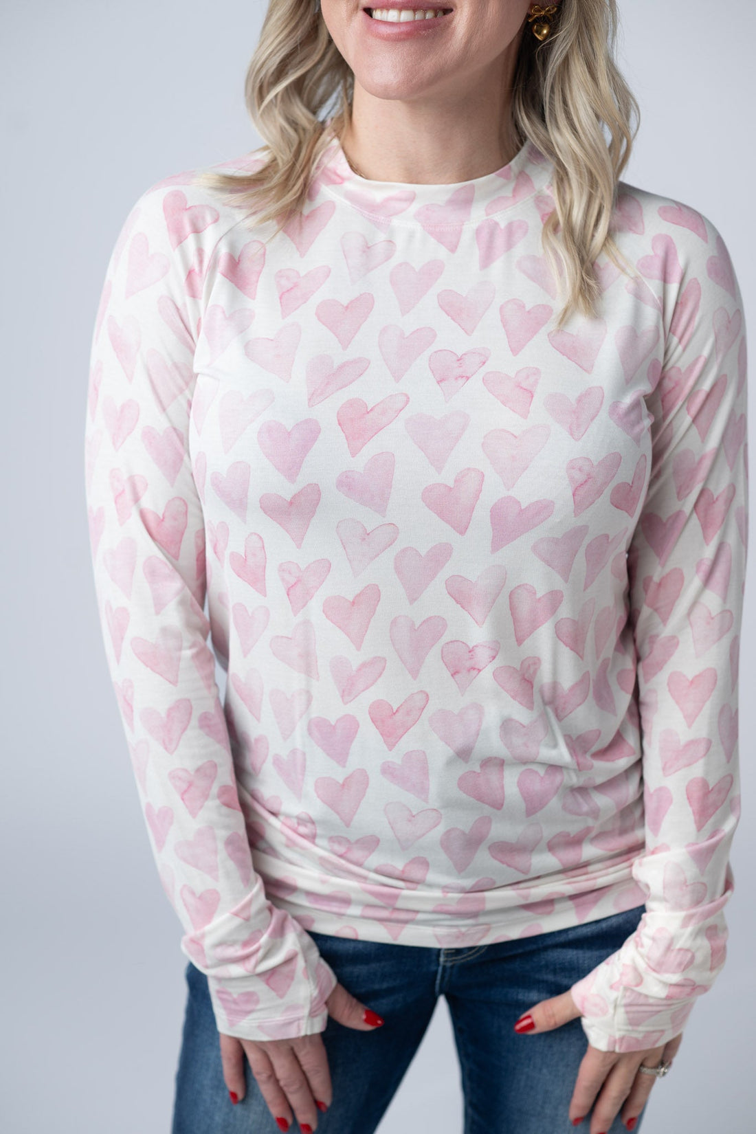 IN STOCK Blair Long Sleeve Top -  Blushing Pink Hearts