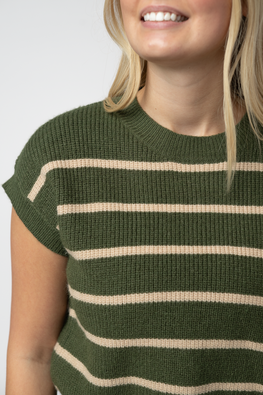 IN STOCK Striped Sweater Top - Olive and Tan