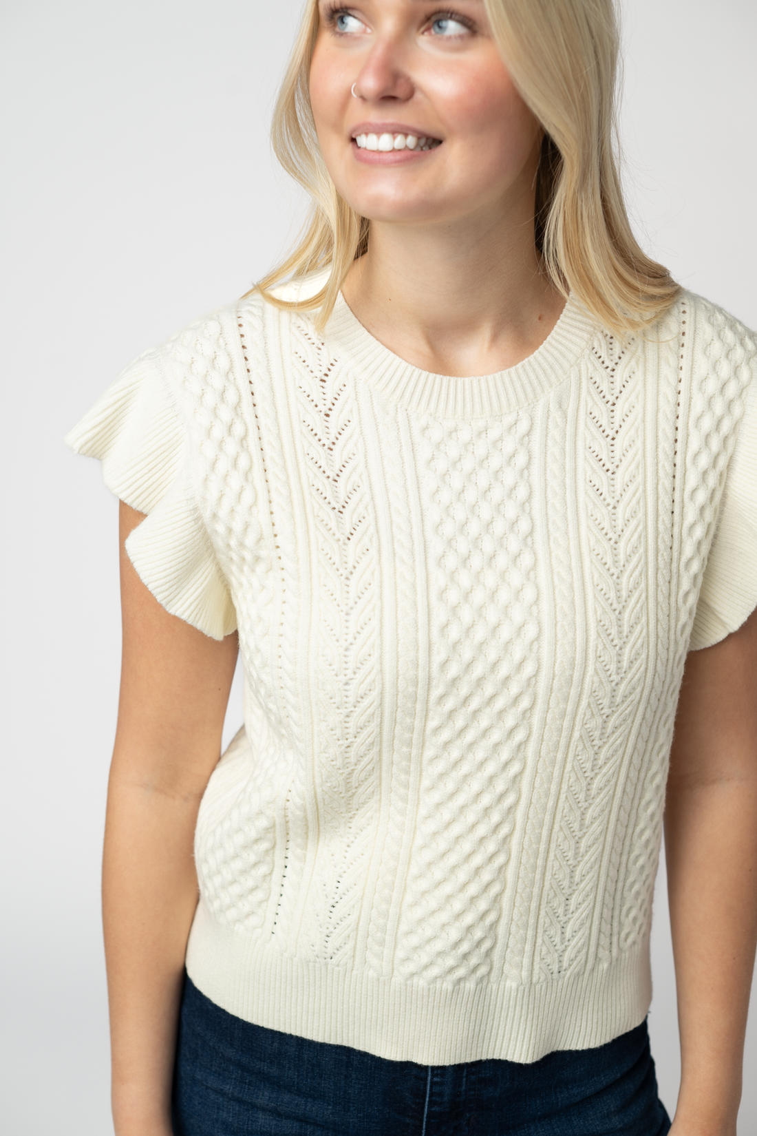 IN STOCK Felicity Flutter Sweater Top - Ivory