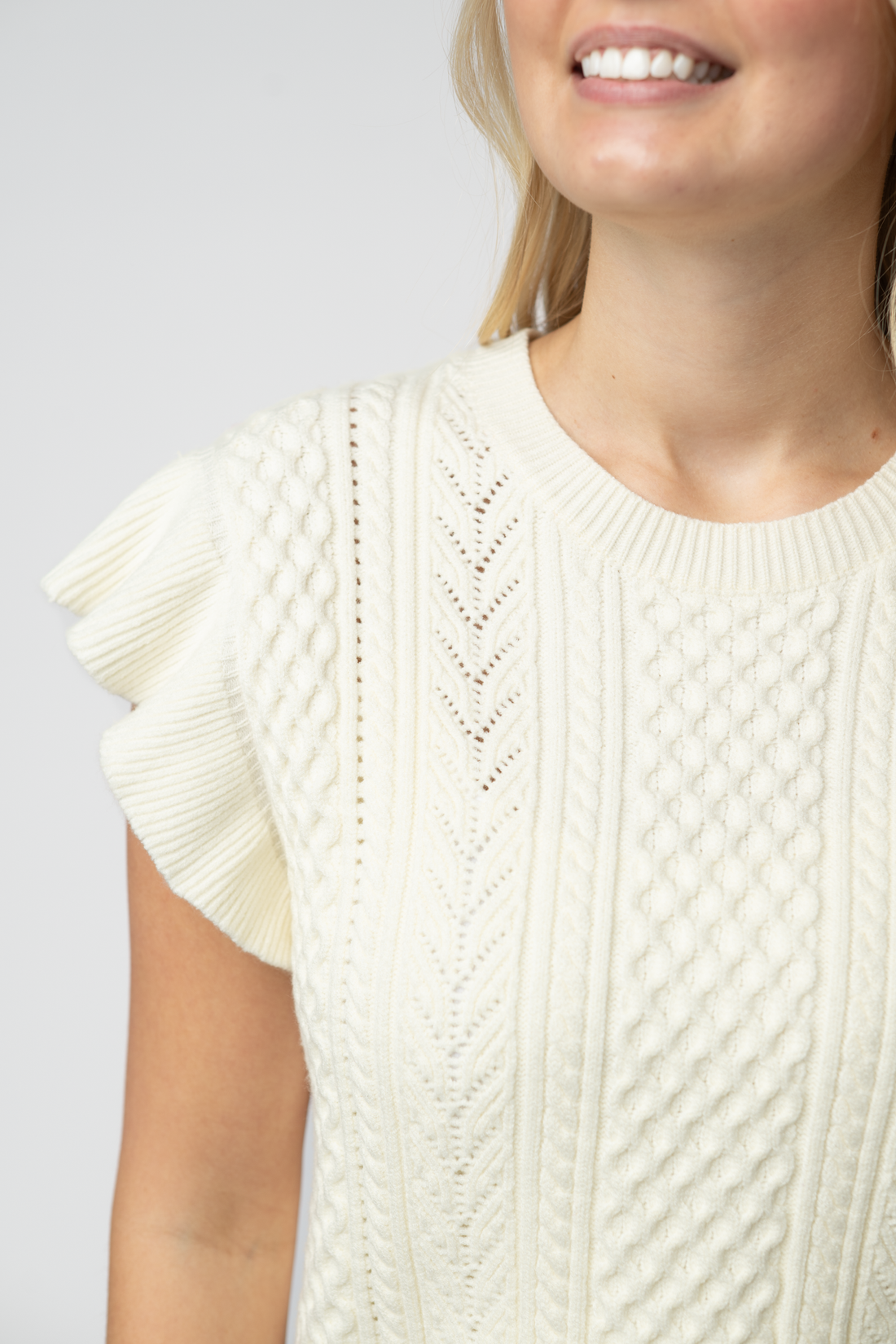IN STOCK Felicity Flutter Sweater Top - Ivory