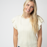 IN STOCK Felicity Flutter Sweater Top - Ivory