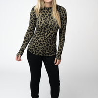 IN STOCK Blair Long Sleeve Top - Olive Animal Print