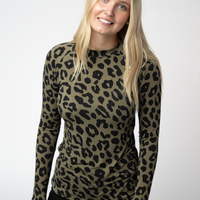 IN STOCK Blair Long Sleeve Top - Olive Animal Print