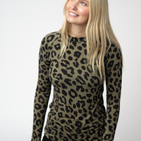 IN STOCK Blair Long Sleeve Top - Olive Animal Print