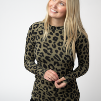 IN STOCK Blair Long Sleeve Top - Olive Animal Print