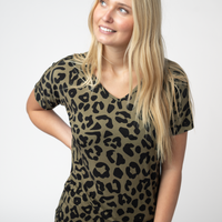 IN STOCK Chloe Cozy Top - Olive Animal Print