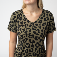 IN STOCK Chloe Cozy Top - Olive Animal Print