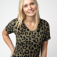 IN STOCK Chloe Cozy Top - Olive Animal Print