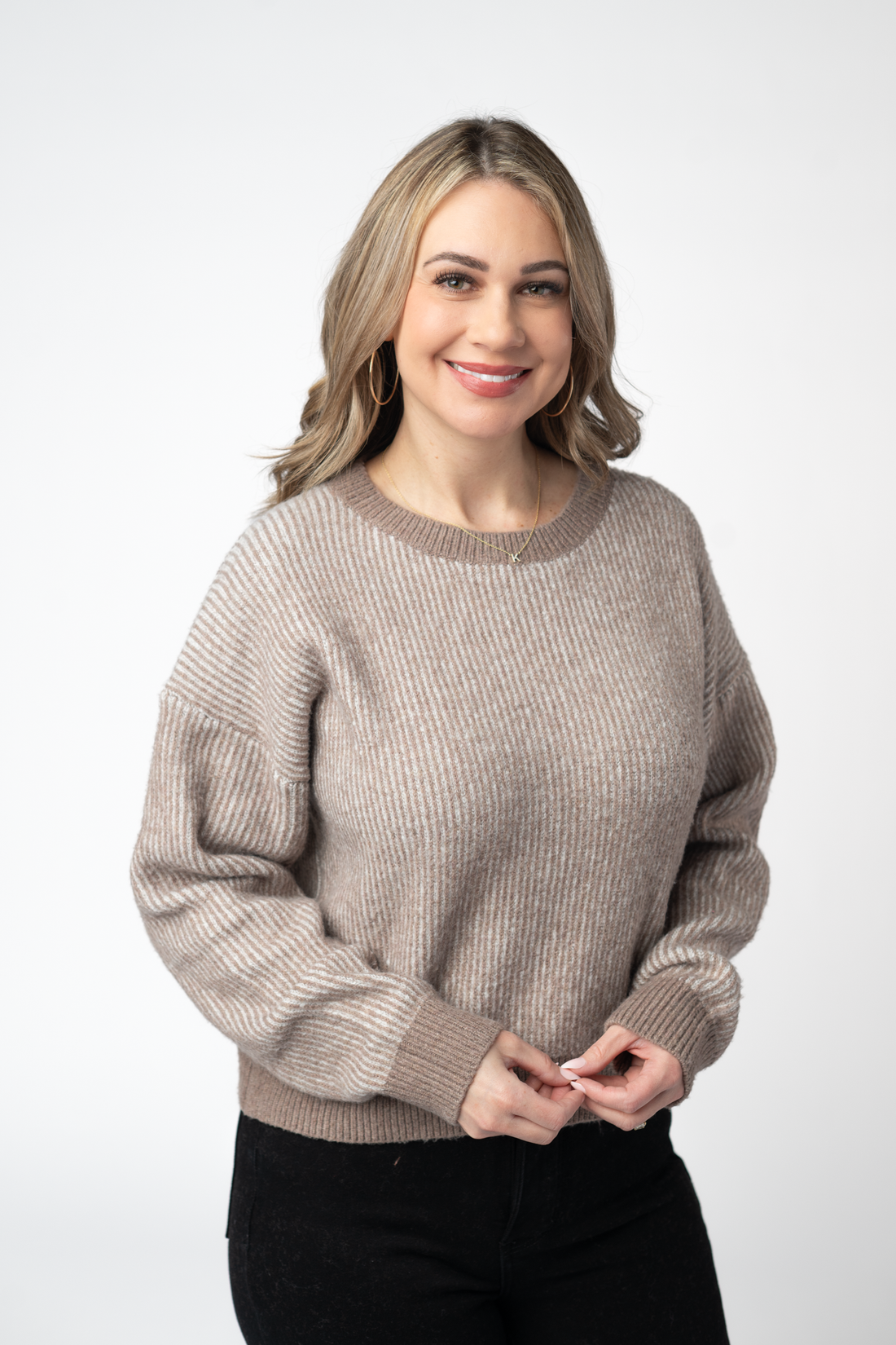 IN STOCK Josie Cozy Crew Sweater - Mocha