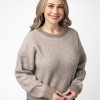 IN STOCK Josie Cozy Crew Sweater - Mocha