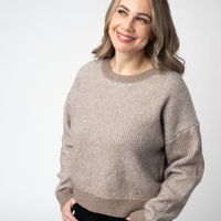 IN STOCK Josie Cozy Crew Sweater - Mocha