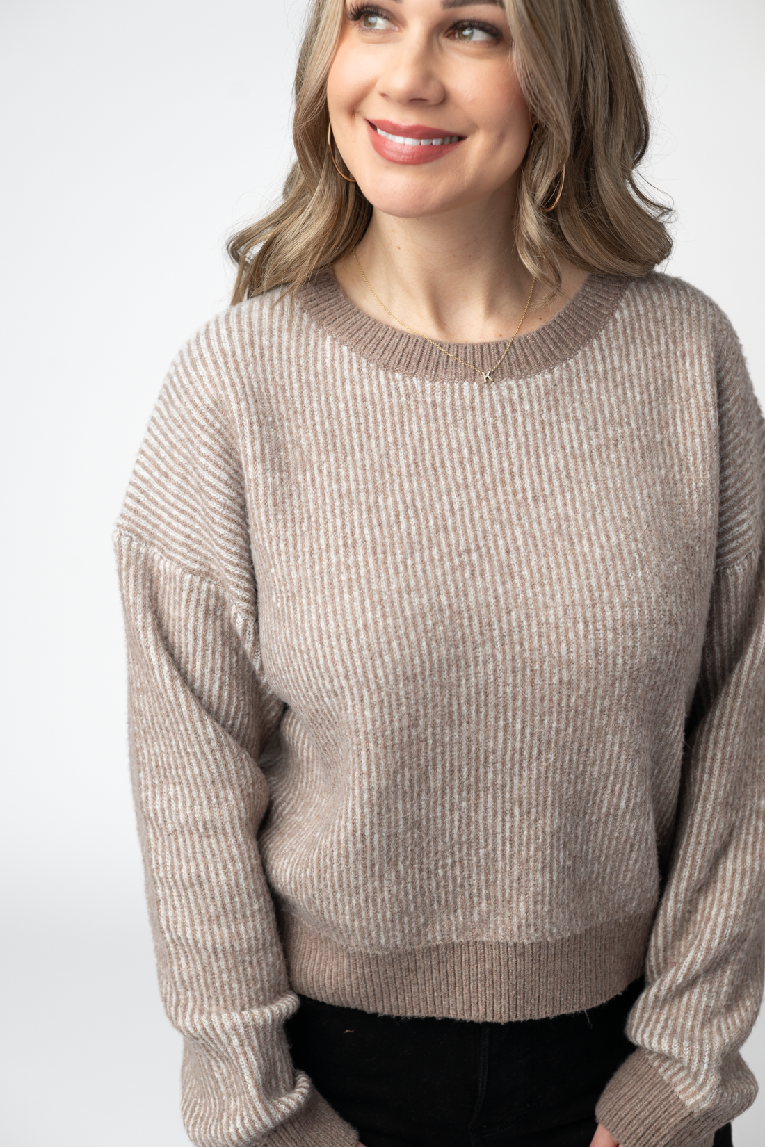IN STOCK Josie Cozy Crew Sweater - Mocha