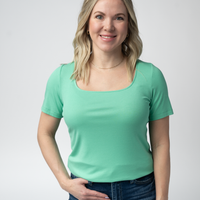 IN STOCK Short Sleeve Alyssa Top - Aquamarine