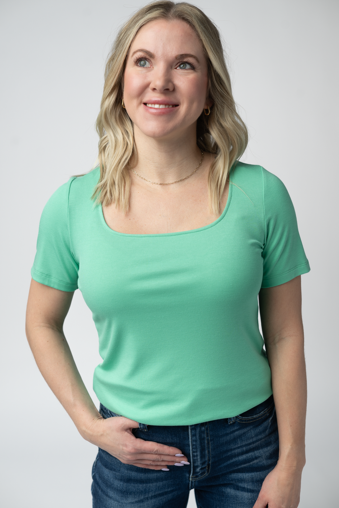 IN STOCK Short Sleeve Alyssa Top - Aquamarine