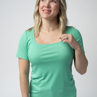 IN STOCK Short Sleeve Alyssa Top - Aquamarine