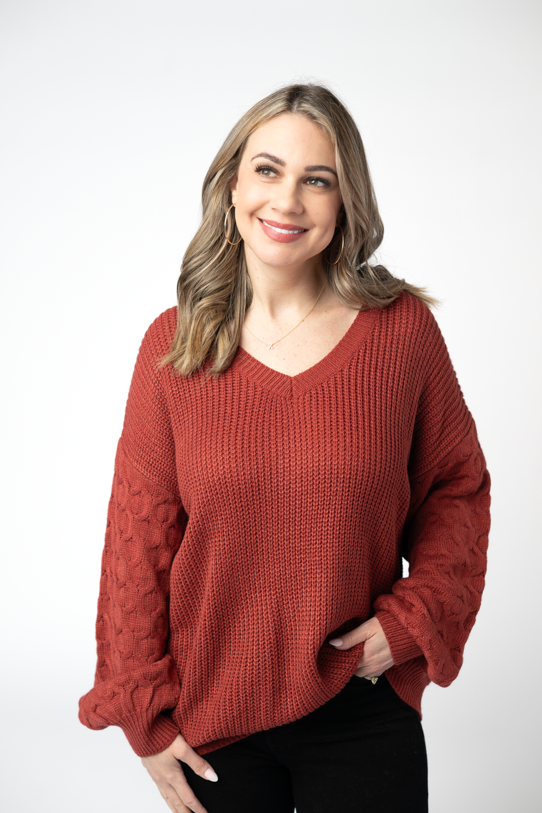 IN STOCK Talina Textured Sweater - Brick