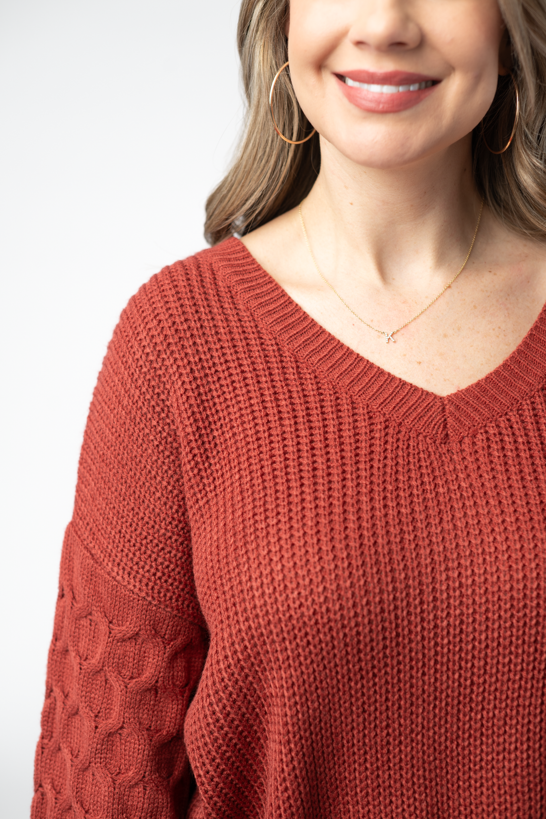IN STOCK Talina Textured Sweater - Brick
