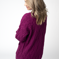 IN STOCK Brooks Button Sweater Cardigan - Magenta