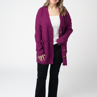 IN STOCK Brooks Button Sweater Cardigan - Magenta
